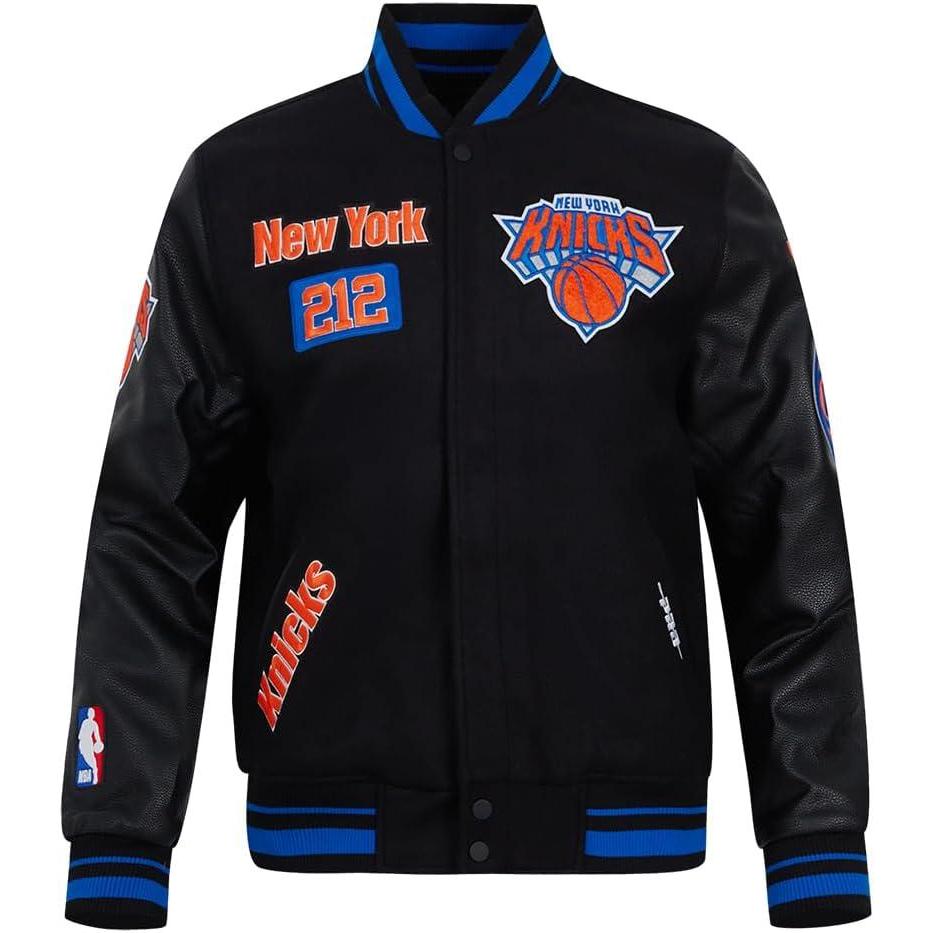 image:imagePro Standard Mens NBA Area Code Wool Varsity JacketBlackRoyal BlueBlack
