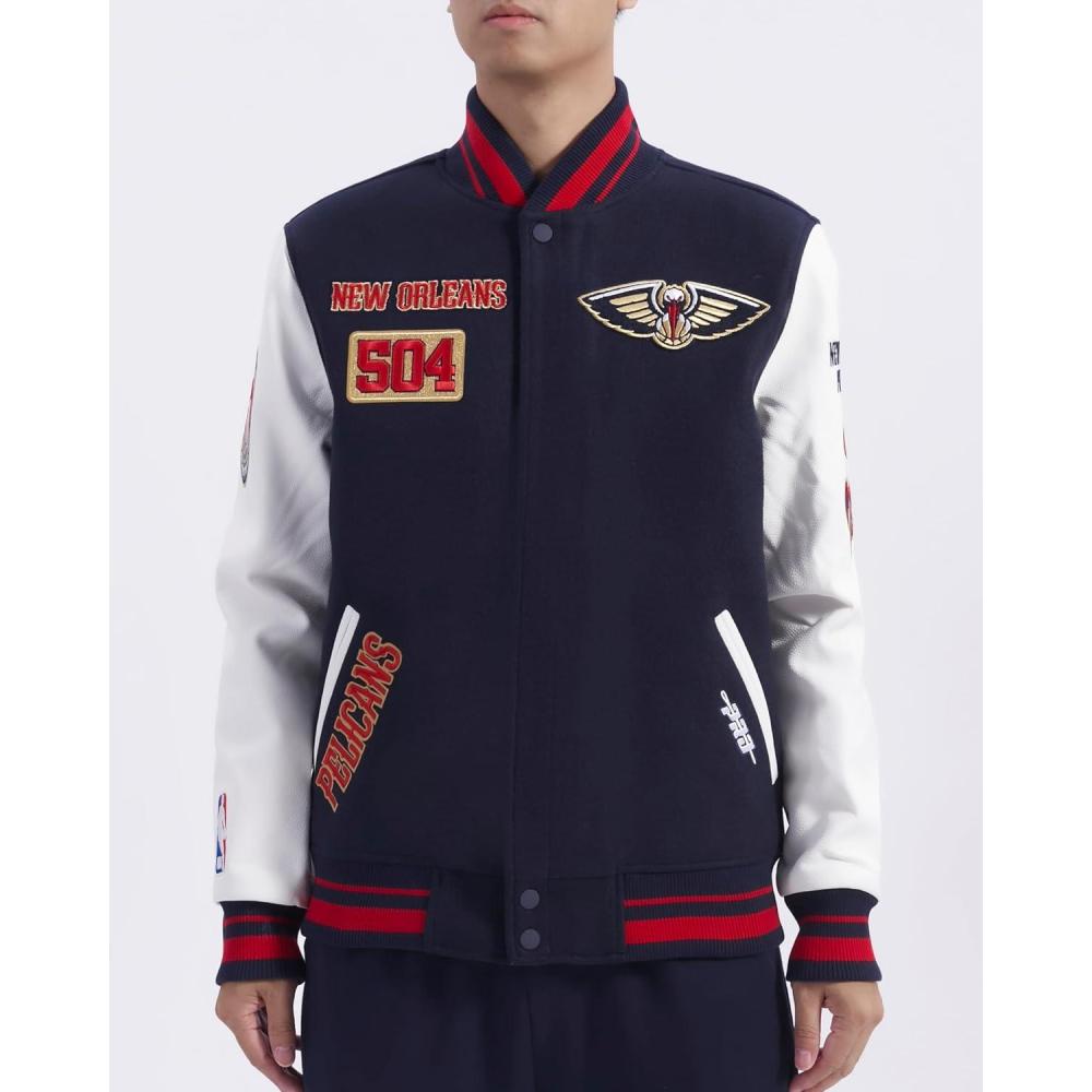 image:imagePro Standard Mens NBA Area Code Wool Varsity JacketMidnight NavyRedMidnight Navy