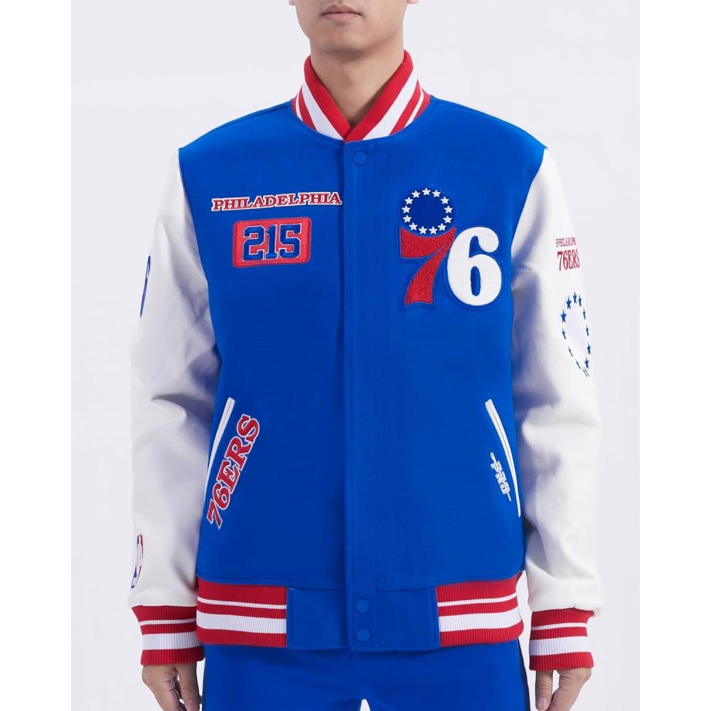image:imagePro Standard Mens NBA Area Code Wool Varsity JacketRoyal BlueRed