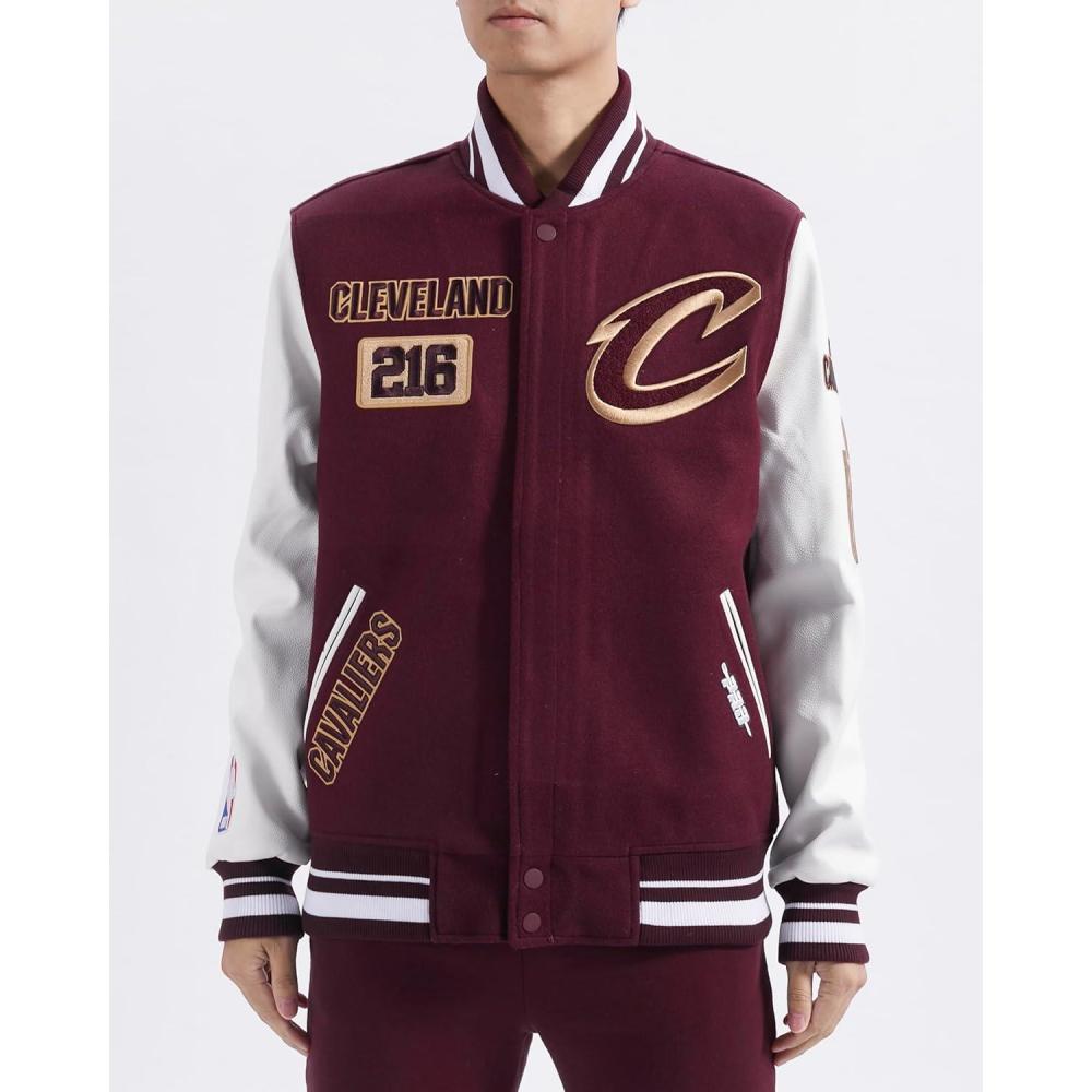 image:imagePro Standard Mens NBA Area Code Wool Varsity JacketWineWhite