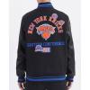 Pro Standard Mens NBA Area Code Wool Varsity Jacket(Black/Royal Blue/Black)