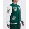 Pro Standard Mens NBA Area Code Wool Varsity Jacket(Forest Green/White)