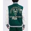 Pro Standard Mens NBA Area Code Wool Varsity Jacket(Forest Green/White)