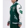 Pro Standard Mens NBA Area Code Wool Varsity Jacket(Forest Green/White)