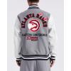 Pro Standard Mens NBA Area Code Wool Varsity Jacket(Heather Grey/White/Black)
