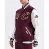 Pro Standard Mens NBA Area Code Wool Varsity Jacket(Wine/White)