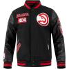Pro Standard Mens NBA Area Code Wool Varsity Jacket(Black/Red/Black)