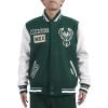 Pro Standard Mens NBA Area Code Wool Varsity Jacket(Forest Green/White)