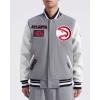 Pro Standard Mens NBA Area Code Wool Varsity Jacket(Heather Grey/White/Black)