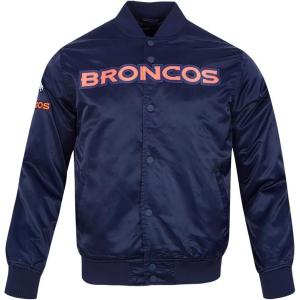 Denver Broncos NFL Big Logo Men’s Satin Jacket in Midnight Navy(Midnight Navy)