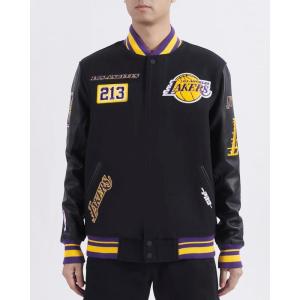 Pro Standard Mens NBA Area Code Wool Varsity Jacket(Black/Purple)