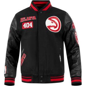 Pro Standard Mens NBA Area Code Wool Varsity Jacket(Black/Red/Black)