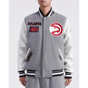 Pro Standard Mens NBA Area Code Wool Varsity Jacket(Heather Grey/White/Black)