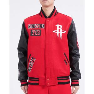 Pro Standard Mens NBA Area Code Wool Varsity Jacket(Red/Black)