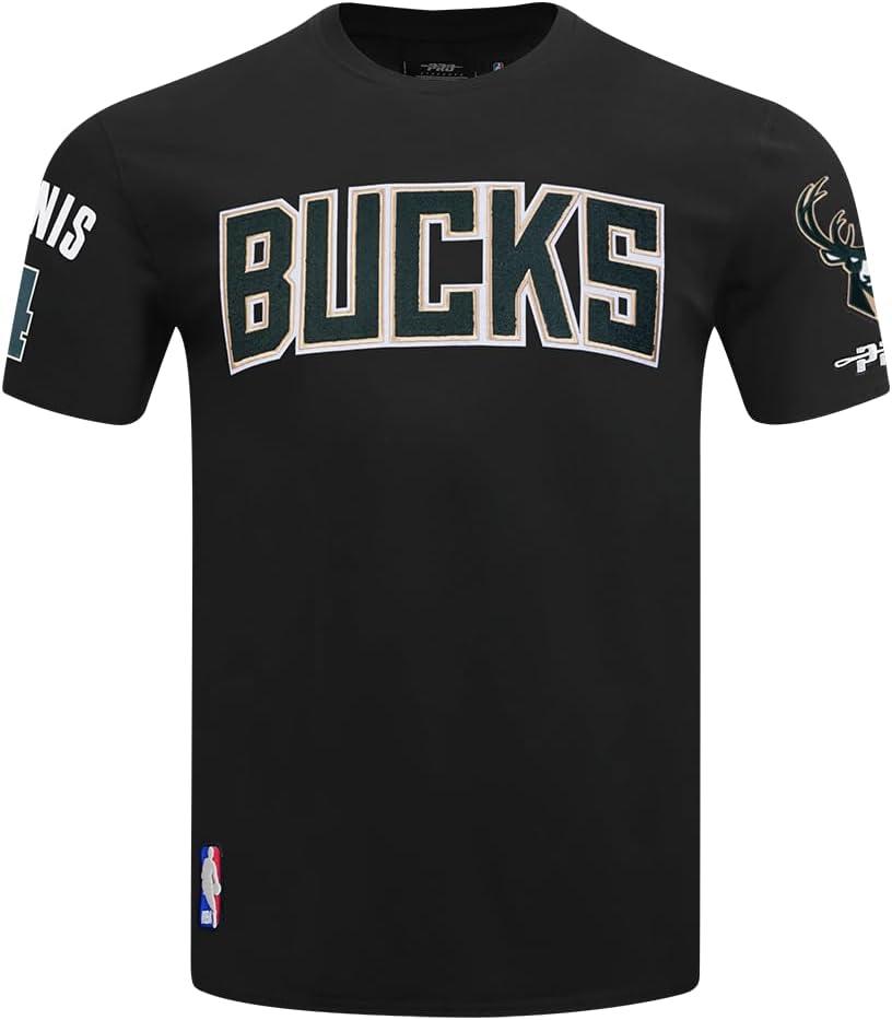 image:imagePro Standard NBA Mens Mens NBA Milwaukee Bucks Classic Player Cotton Short Sleeve TeeBlack