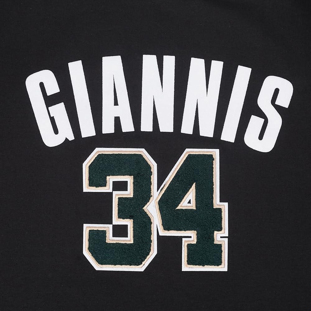 image:imagePro Standard NBA Mens Mens NBA Milwaukee Bucks Classic Player Cotton Short Sleeve TeeBlack