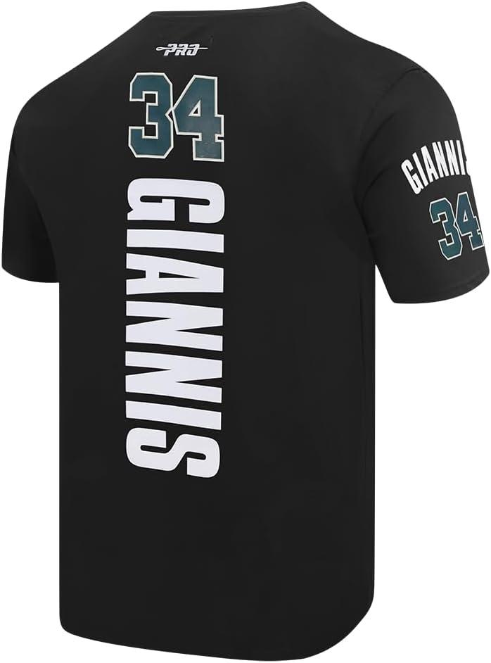 image:imagePro Standard NBA Mens Mens NBA Milwaukee Bucks Classic Player Cotton Short Sleeve TeeBlack