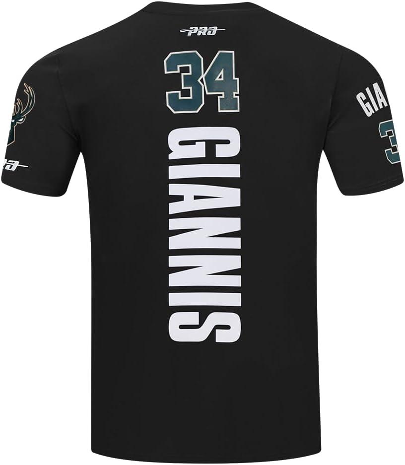 image:imagePro Standard NBA Mens Mens NBA Milwaukee Bucks Classic Player Cotton Short Sleeve TeeBlack