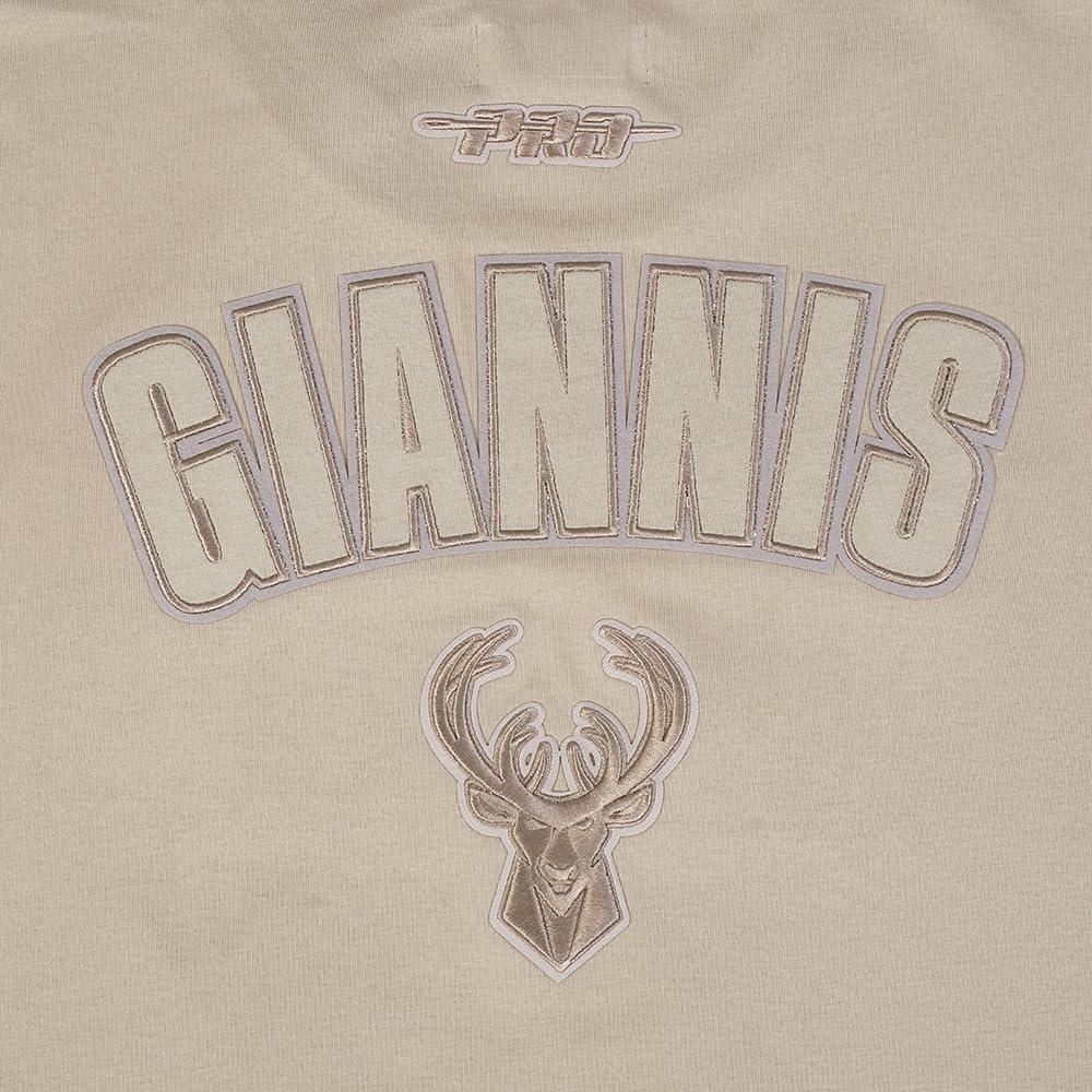 image:imagePro Standard NBA Mens Mens NBA Milwaukee Bucks Neutrals Player Cotton Short Sleeve TeeTaupe