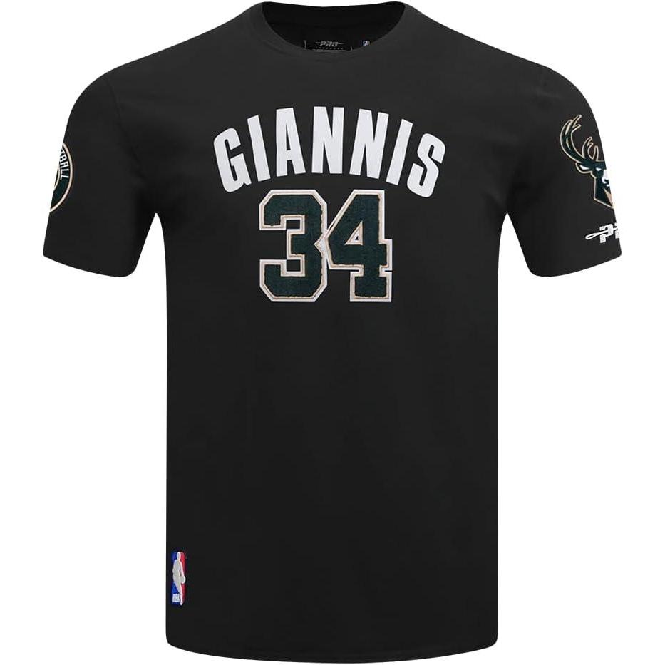 image:imagePro Standard NBA Mens Mens NBA Milwaukee Bucks Classic Player Cotton Short Sleeve TeeBlack