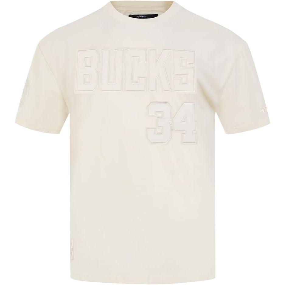 image:imagePro Standard NBA Mens Mens NBA Milwaukee Bucks Neutrals Player Cotton Short Sleeve TeeEggshell