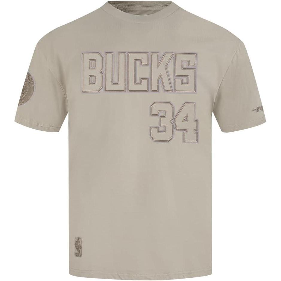 image:imagePro Standard NBA Mens Mens NBA Milwaukee Bucks Neutrals Player Cotton Short Sleeve TeeTaupe