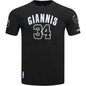 Pro Standard NBA Mens Mens NBA Milwaukee Bucks Classic Player Cotton Short Sleeve Tee(Black)