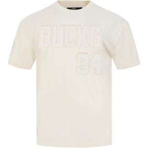 Pro Standard NBA Mens Mens NBA Milwaukee Bucks Neutrals Player Cotton Short Sleeve Tee(Eggshell)