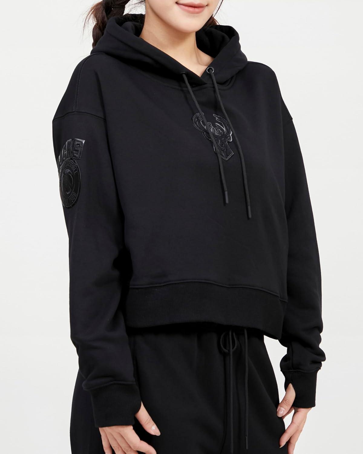 image:imagePro Standard NBA womens Womens Nba Classic Triple Black Brushed Back French Terry Cropped Pullover HoodieTriple Black