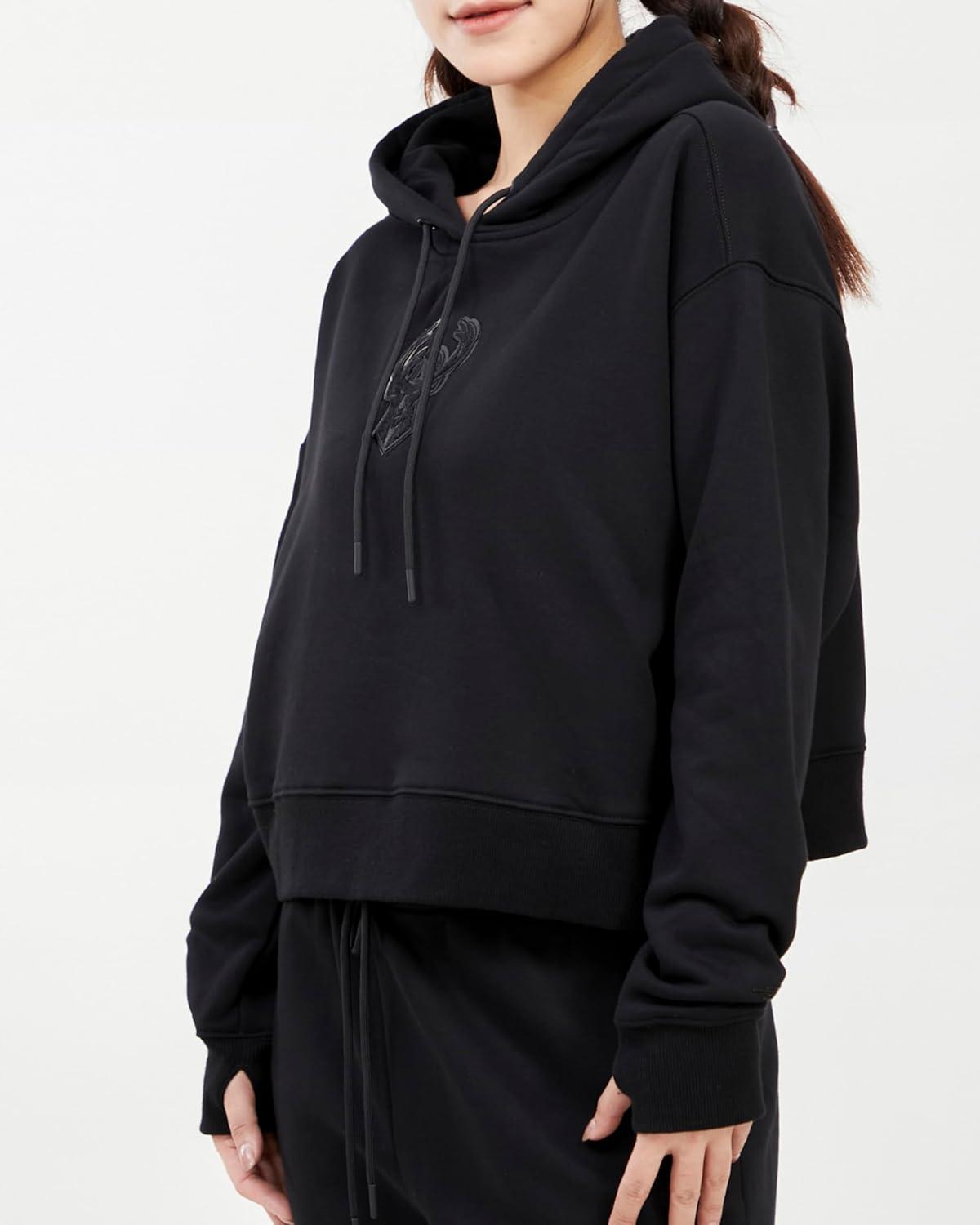 image:imagePro Standard NBA womens Womens Nba Classic Triple Black Brushed Back French Terry Cropped Pullover HoodieTriple Black