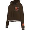 Brown NFL Cleveland Browns Mashup Women’s Cropped Pullover Hoodie(Brown)