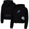 Pro Standard Womens NFL Jewels Brushed Back French Terry Cropped Pullover Hoodie(Black)