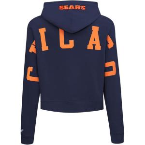 Chicago Bears Wingspan Women’s Cropped Hoodie (Midnight Navy – Pro Standard)(Midnight Navy)