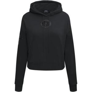 Pro Standard NBA womens Womens Nba Classic Triple Black Brushed Back French Terry Cropped Pullover Hoodie(Triple Black)