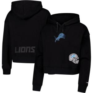 Pro Standard Womens NFL Jewels Brushed Back French Terry Cropped Pullover Hoodie(Black)