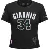 Pro Standard NBA Womens Womens NBA Milwaukee Bucks Classic Player Cotton Short Sleeve Slim Tee(Black)