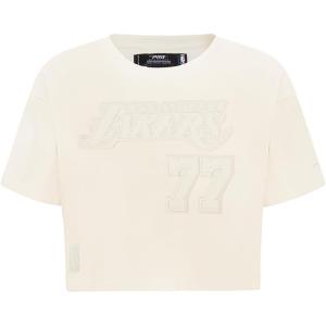 Pro Standard NBA Womens Womens NBA Los Angeles Lakers Neutrals Player Cotton Short Sleeve Boxy Tee(Eggshell)