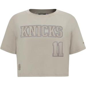Pro Standard NBA Womens Womens NBA New York Knicks Neutrals Player Cotton Short Sleeve Boxy Tee(Taupe)