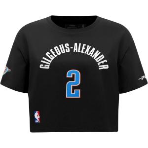 Pro Standard NBA Womens Womens NBA Oklahoma City Thunder Classic Player Cotton Short Sleeve Boxy Tee(Black)