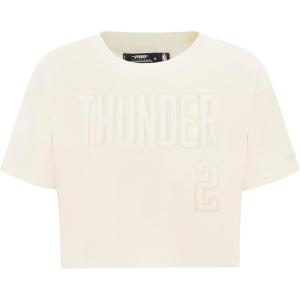Pro Standard NBA Womens Womens NBA Oklahoma City Thunder Neutrals Player Cotton Short Sleeve Boxy Tee(Eggshell)