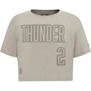 Pro Standard NBA Womens Womens NBA Oklahoma City Thunder Neutrals Player Cotton Short Sleeve Boxy Tee(Taupe)