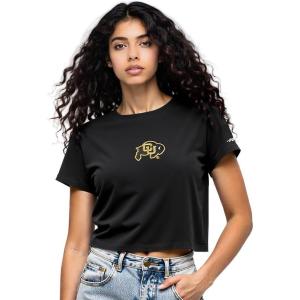 Pro Standard Women’s College Classic Icon Cotton Short Sleeve Boxy Tee(Black)