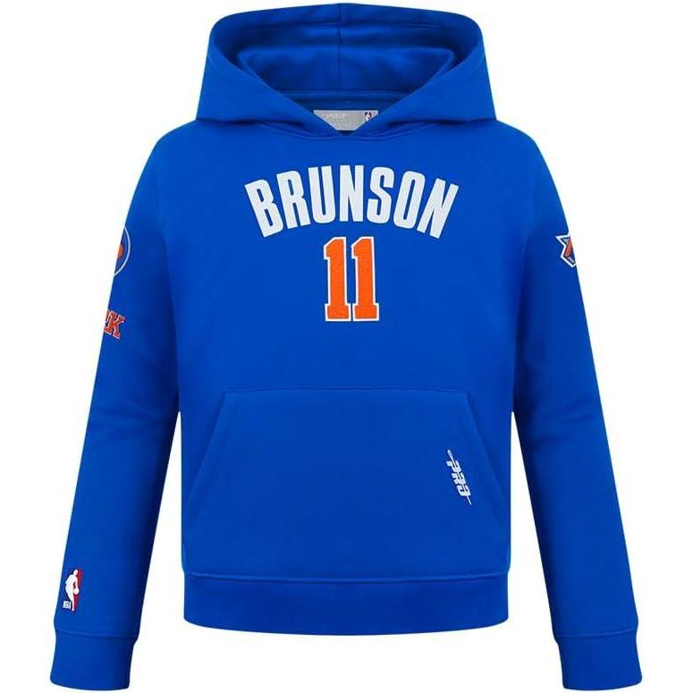 image:imagePro Standard Big Boys NBA New York Knicks Jalen Brunson 11 Classic Player Pull Over Hoodie Royal Blue S