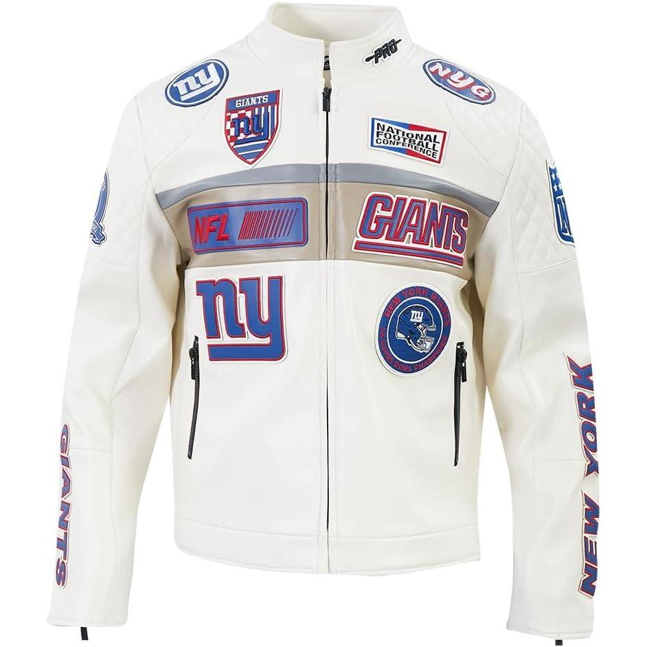 image:imageMens NFL Moto Leather JacketEggshell