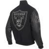 NFL LAS VEGAS RAIDERS BLACK & GOLD MEN’S WOOL VARSITY JACKET (JET BLACK)(Black)