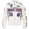 Mens NFL Moto Leather Jacket(Eggshell)