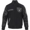 NFL LAS VEGAS RAIDERS BLACK & GOLD MEN’S WOOL VARSITY JACKET (JET BLACK)(Black)