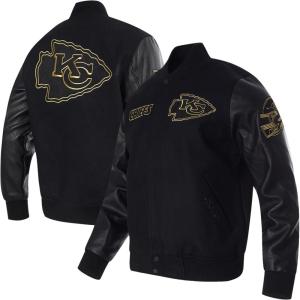 NFL LAS VEGAS RAIDERS BLACK & GOLD MEN’S WOOL VARSITY JACKET (JET BLACK)(Jet Black)