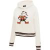 Pro Standard Womens NFL Retro Classics Brushed Back French Terry Cropped Pullover Hoodie(Eggshell/ Brown)