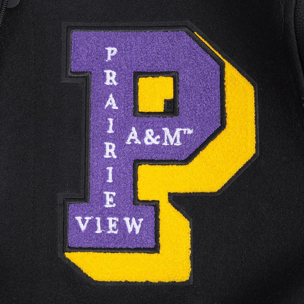image:imagePro Standard Mens College Classic Chenille Varsity JacketBlackPurpleYellow